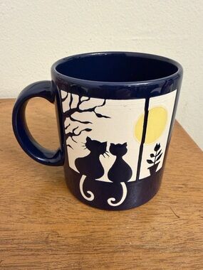 Waechtersbach Cats Blue Mug Made In Germany Vintage Navy
